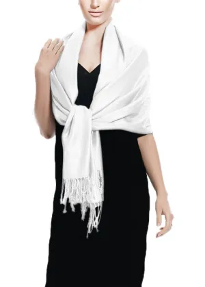 White Pashmina Shawl Wrap Scarf