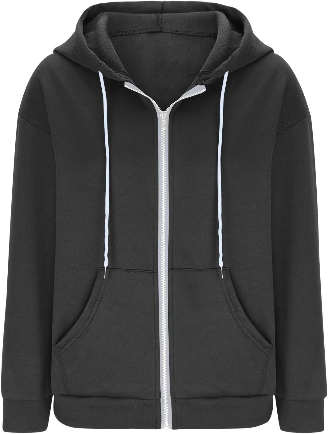 Women 2023 Sweatshirt Jackets Casual Long Sleeve Hoodies Full Zip Solid Cardigan Coats Outerwear with Pockets