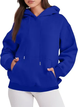 Women Fleece Baggy Hoodie Drop Shoulder Drawstring Oversized Sweatshirt Comfy Lightweight Fall Clothes for Teen Girls