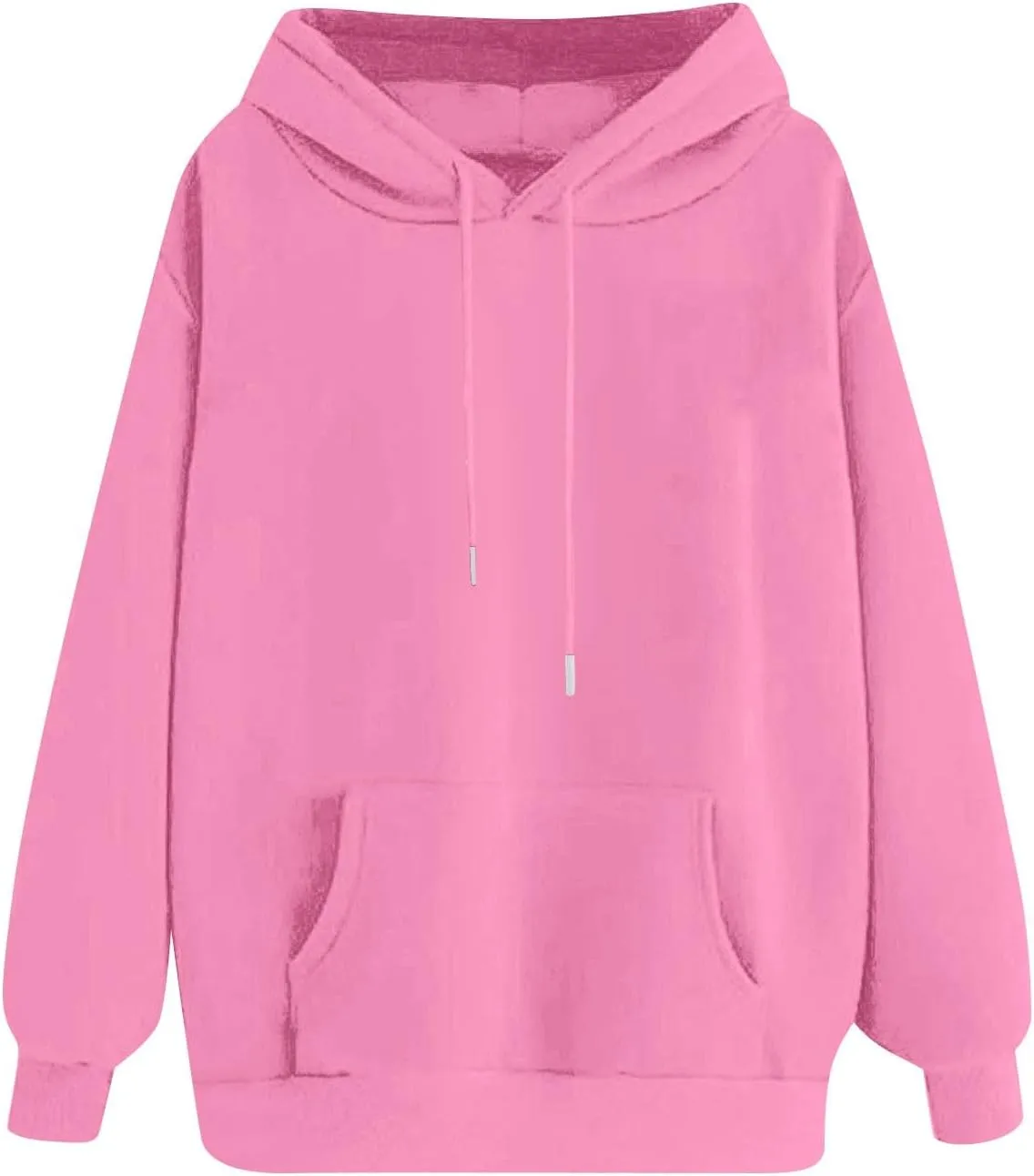 Women Fleece Baggy Hoodie Drop Shoulder Drawstring Oversized Sweatshirt Comfy Lightweight Fall Clothes for Teen Girls