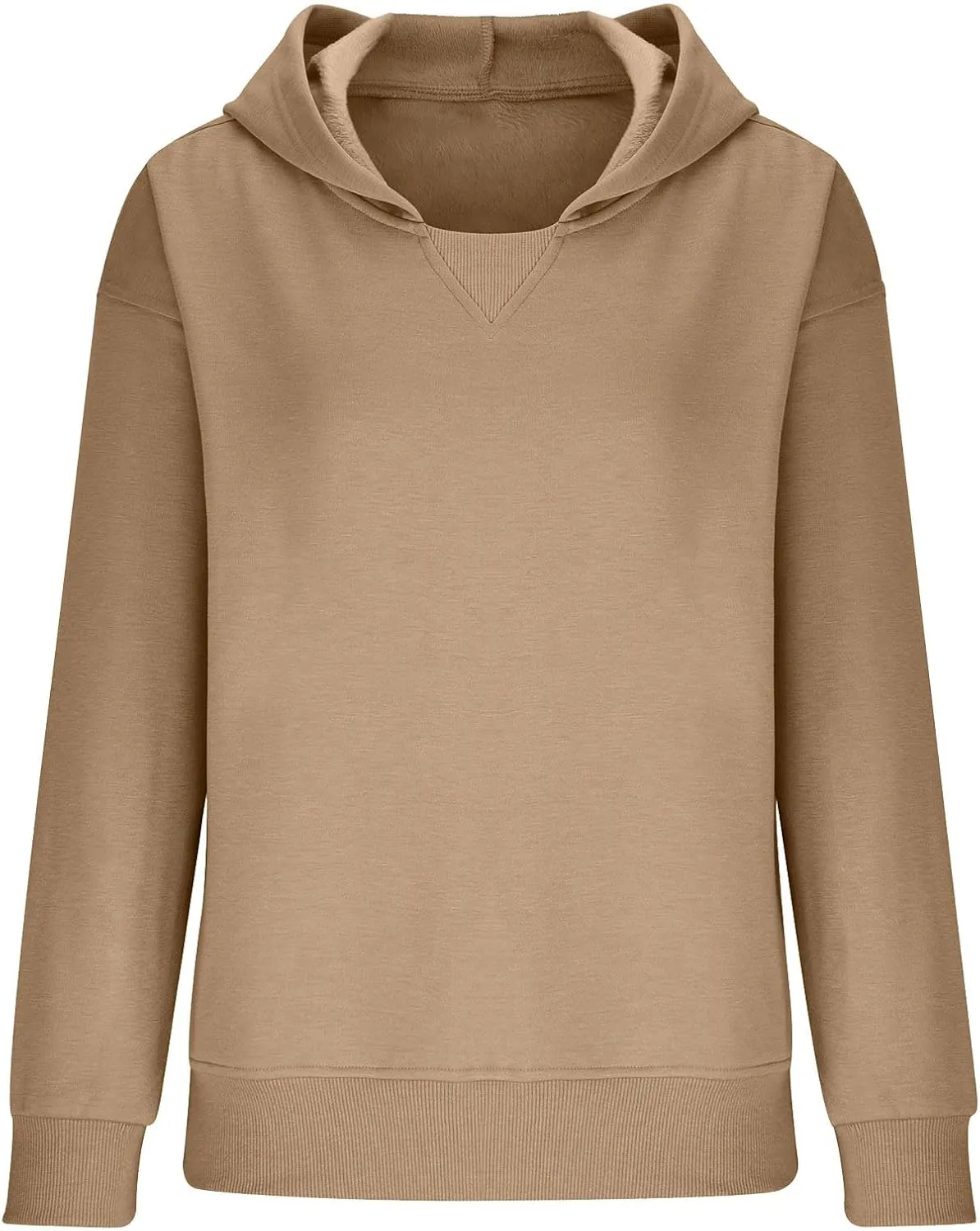 Women Hoodies Casual Long Sleeve Sweatshirt Solid Color Loose Pullover Tops 2023 Plus Size Fall Blouses Shirts