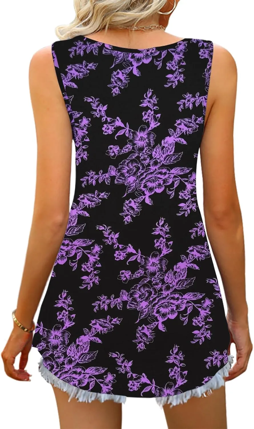 Women Tank Tops 2025 Summer Sleeveless Blouses V Neck Casual Loose Fit Flowy Shirts S-3X