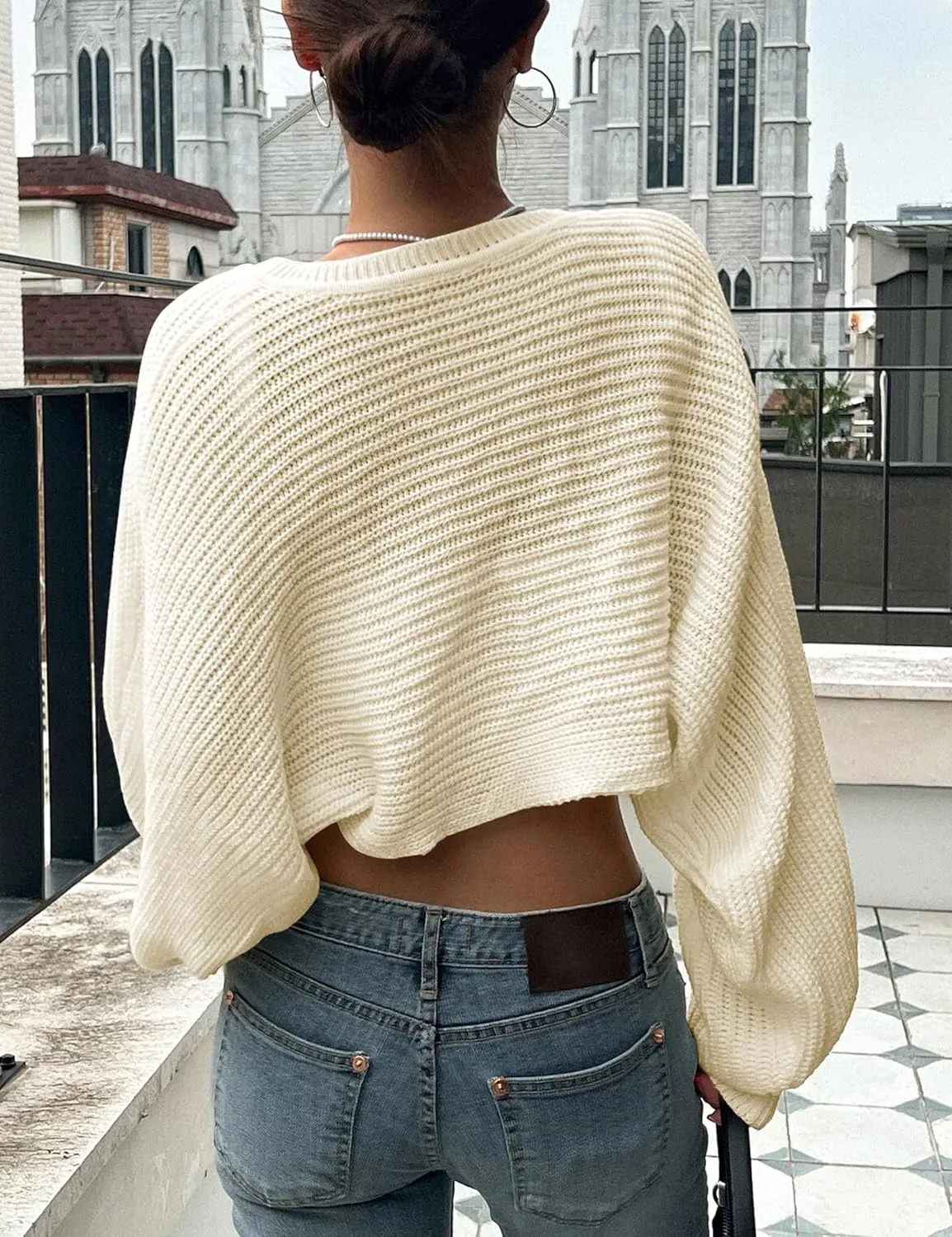 Womens Bolero Shrug Sweaters Long Sleeve Open Front Rib Knit Cropped Cardigan Sweater