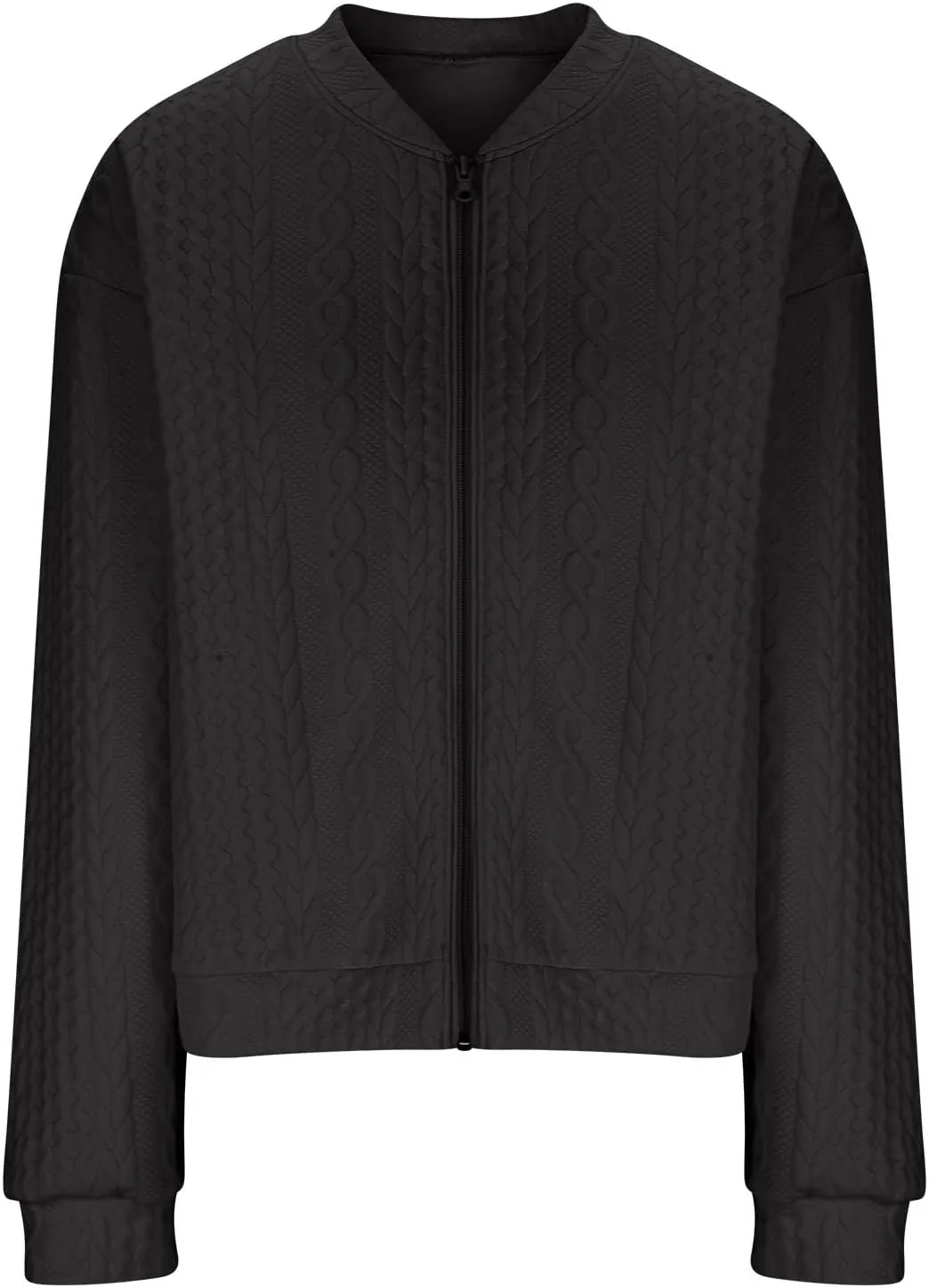 Women's Cardigan Zip Up Cable Knit Long Sleeve Trendy Y2K Sweater Jacket Crewneck Casual Teen Girls Coat 2024 Fall