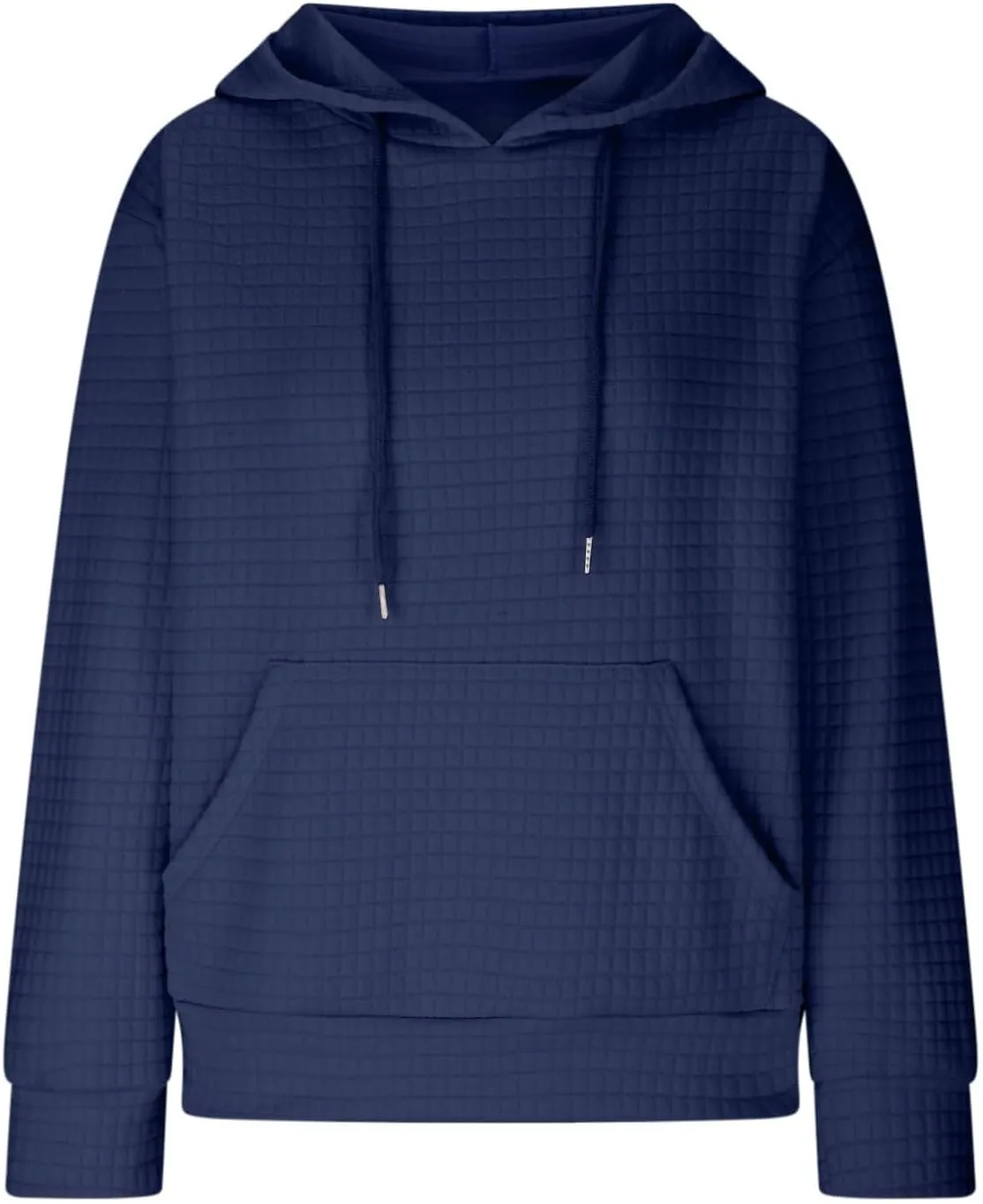 Womens Comfort Hoodies for Anxiety Casual Long Sleeve Drawstring Waffle Pullover Loose Hooded Sweatshirt with Pocket
