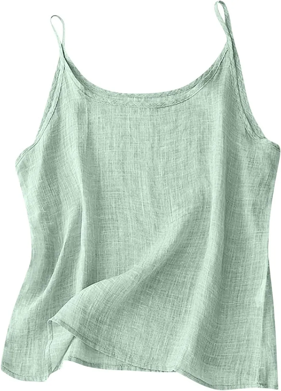 Womens Cotton Linen Tank Tops Summer Cute Sleeveless Cami Shirts Spaghetti Strap Gauzy Camisoles Casual Basic Tanks