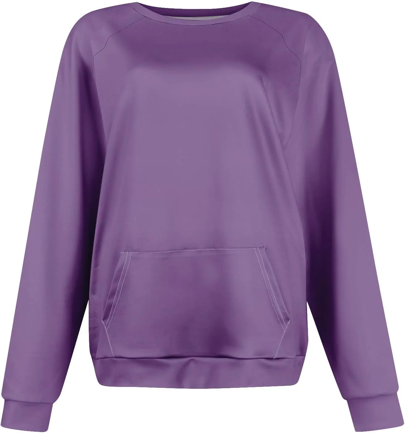 Womens Crewneck Sweatshirts Baggy Raglan Pullover Tops Lightweight Comfy Preppy Sweatshirt Fall Clothes with Pockets