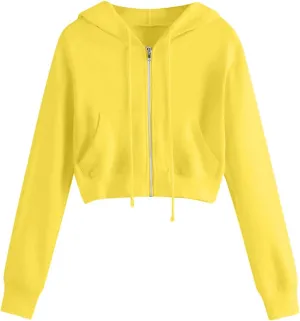 Womens Cropped Hoodie Zip Up Hoodies Jackets Zipper Long Sleeve Sweatshirts Fall Trendy 2024 Y2K Fashion Clothes