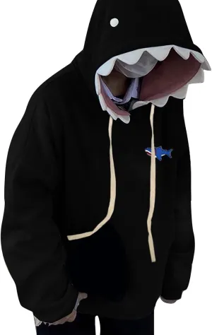 Women's Cute Shark Hoodies Long Sleeve Hooded Cute Cartoon Animal Pullover Sweatshirts Tops For Teen Girls Oversize Top