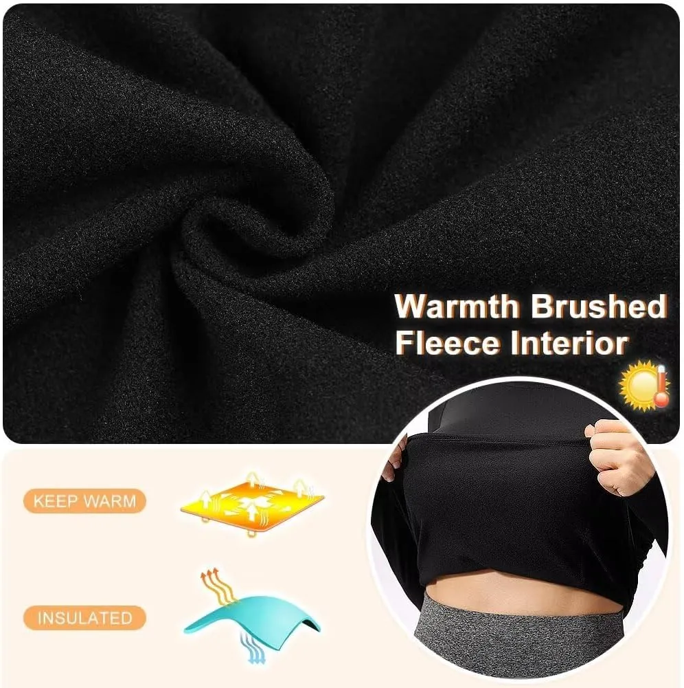 Women's Fleece Lined Thermal Long Sleeve Running Athletic Shirts Compression Base Layer Yoga Shirts for Women