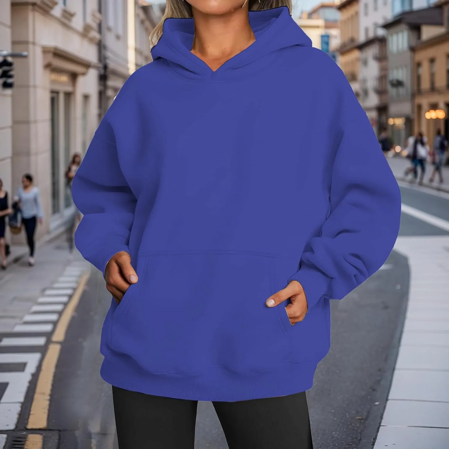 Womens Hoodies Oversized Sweatshirts Casual Fleece Hooded Pullover Sweaters Long Sleeve Fall Winter Y2K Outfits Tops