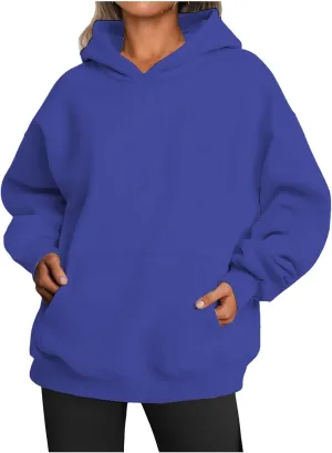 Womens Hoodies Oversized Sweatshirts Casual Fleece Hooded Pullover Sweaters Long Sleeve Fall Winter Y2K Outfits Tops