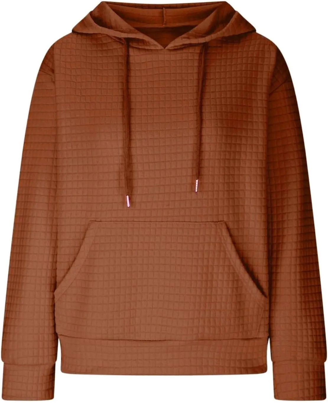 Womens Hoodies Oversized Waffle Drawstring Thick Pullover Sweatshirt Fall Fashion 2024 Soft Baggy Tunic Hoodies