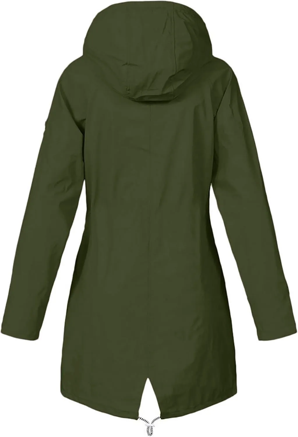 Womens Long Rain Jacket Lightweight Waterproof Windproof Rain Coat Drawstring Zip Up Windbreaker Outdoor Trench Coat