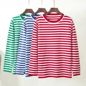 Women's Long Sleeve Crew Neck Striped Loose Sweater