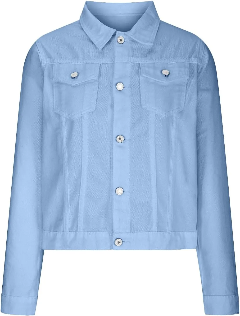 Womens Long Sleeve Jean Jacket Distressed Denim Jacket Slim Fit Basic Button Down Trucker Denim Fall Jackets
