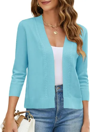 Womens Long Sleeve Open Front Knit Crop Bolero Cardigan Sweater Shrug for Dress