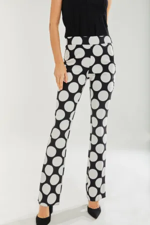 Women's Oversized Black & White Polka Dot Wide Leg Trousers with Regular Fit and Comfortable Stretch