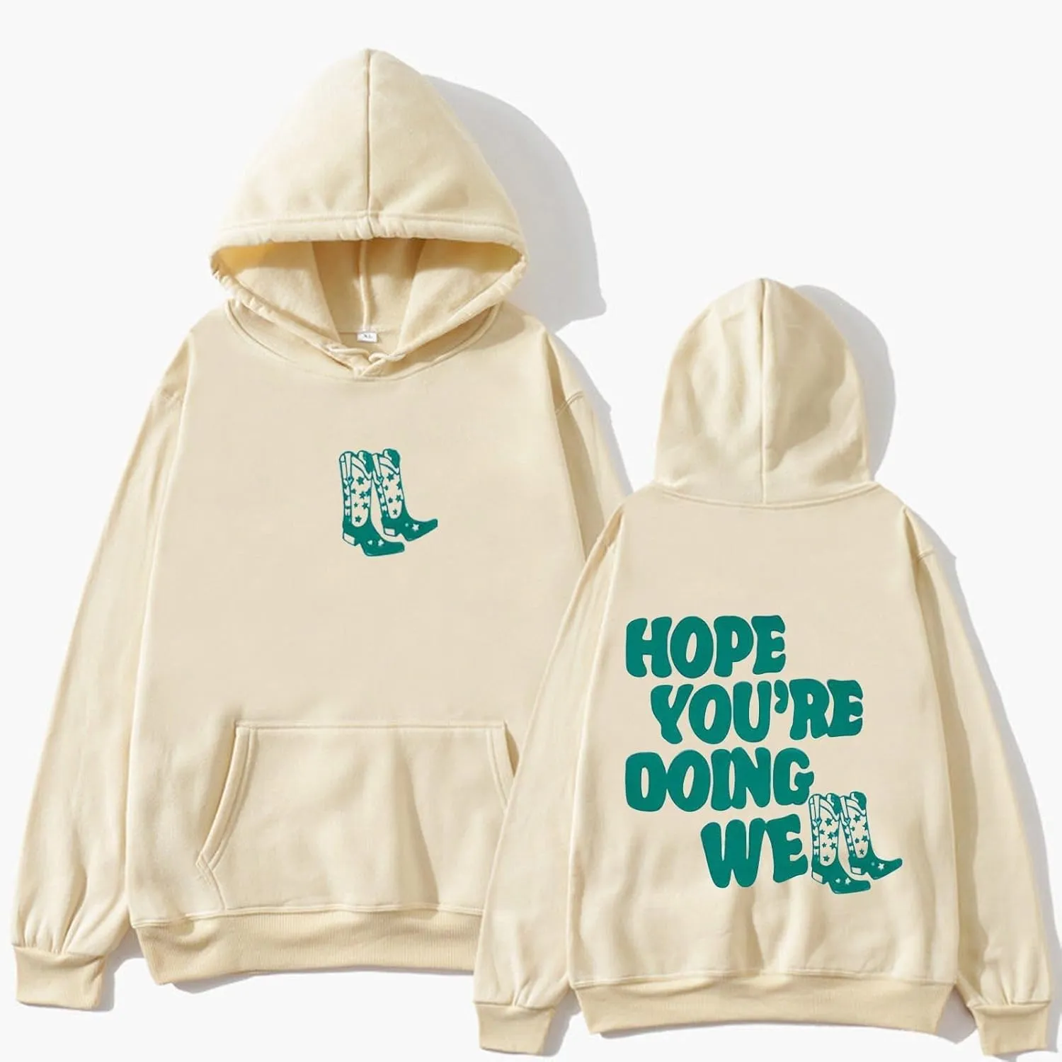 Women's Oversized Hoodie Slogan Letter Graphic Long Sleeve Preppy Sweatshirt Aesthetic Pullover with Pockets