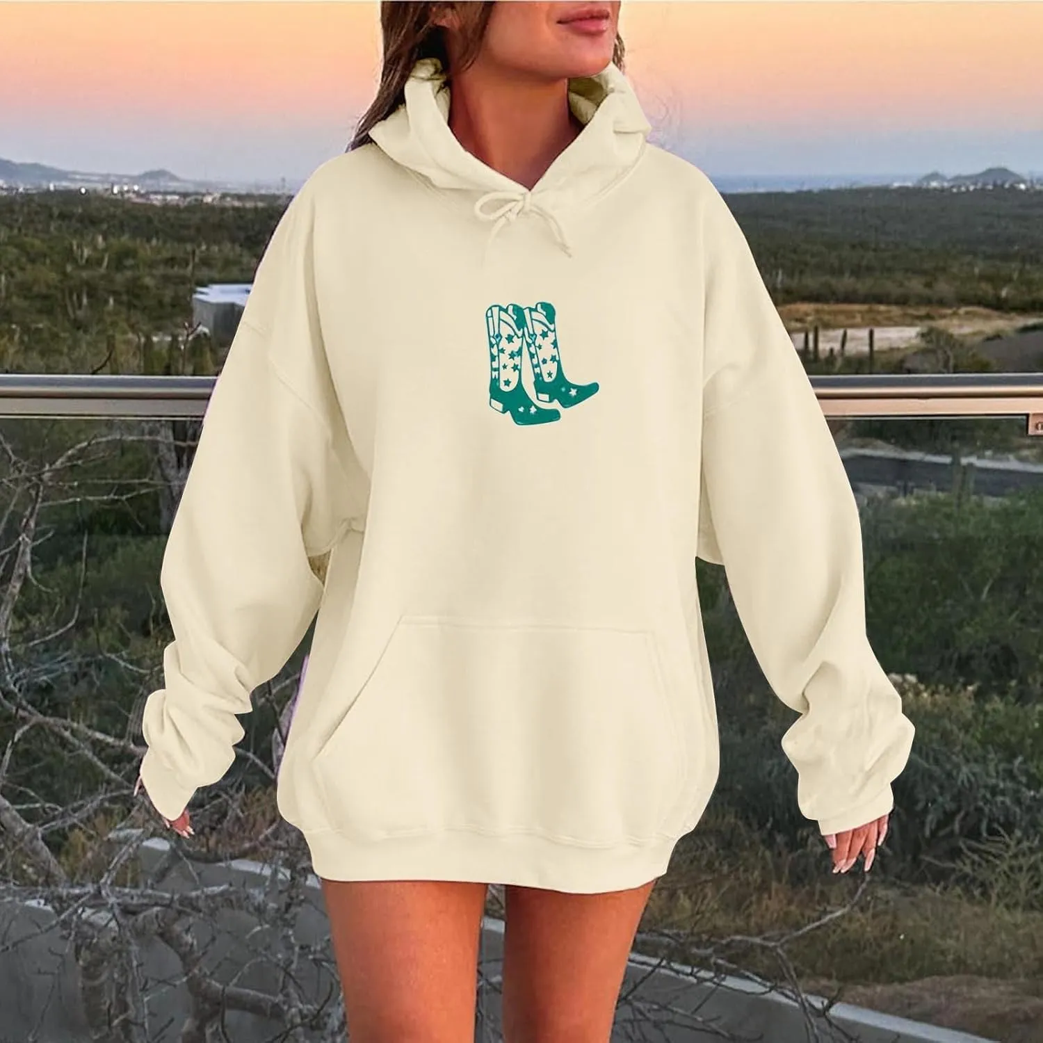 Women's Oversized Hoodie Slogan Letter Graphic Long Sleeve Preppy Sweatshirt Aesthetic Pullover with Pockets