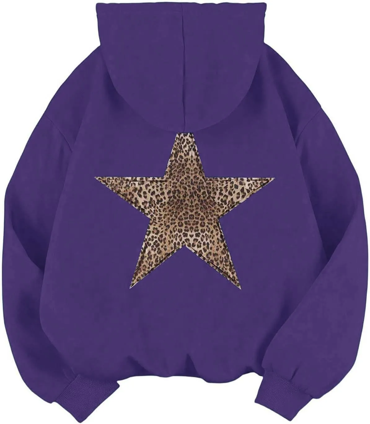 Womens Oversized Hoodies Distressed Star Graphic Sweatshirt Long Sleeve Hooded Shirt Aesthetic Pullover