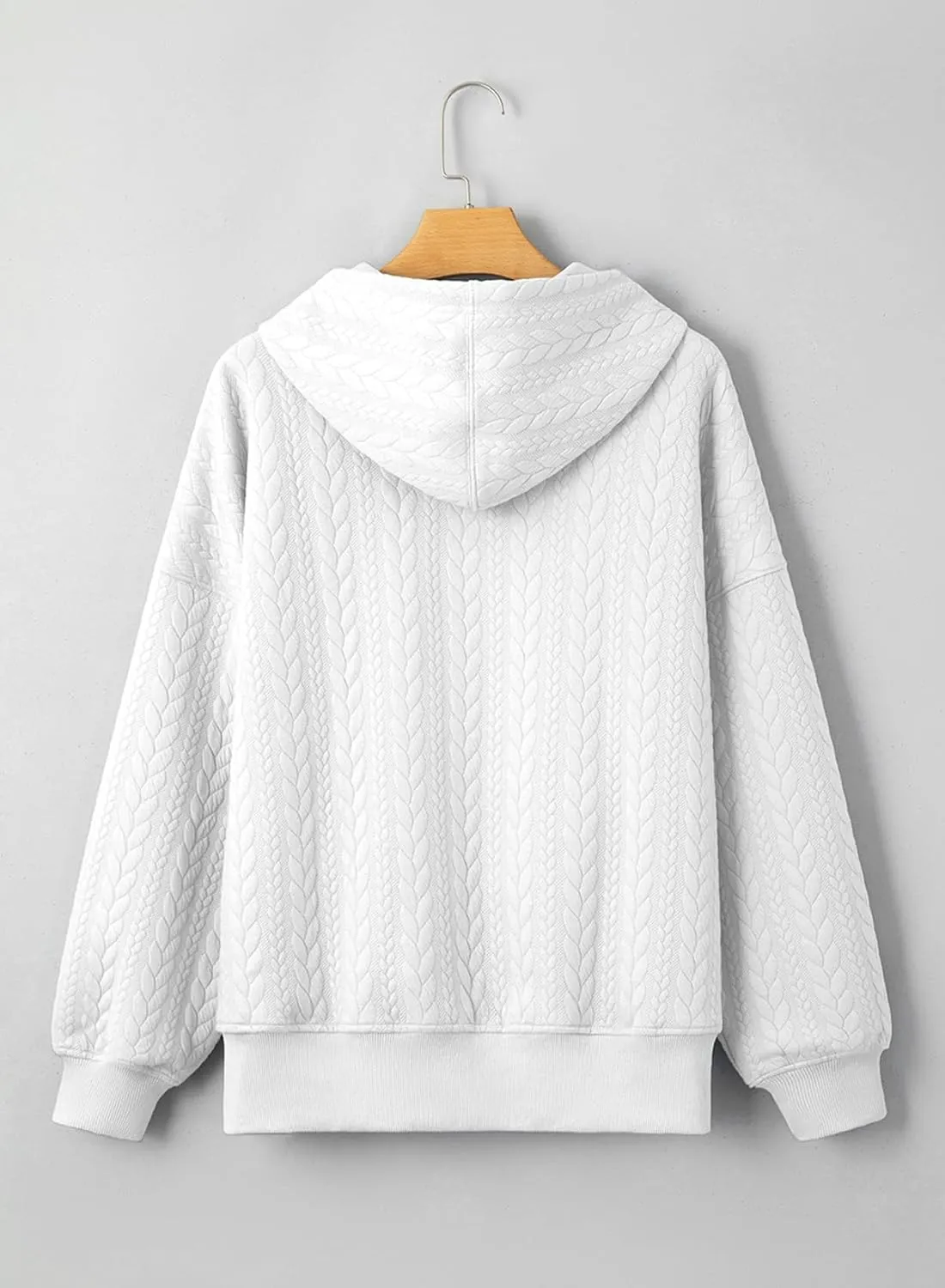 Women's Oversized Hoodies Fall Casual Quilted Long Sleeve Drawstring Hooded Sweatshirts Pullover Tops with Pocket