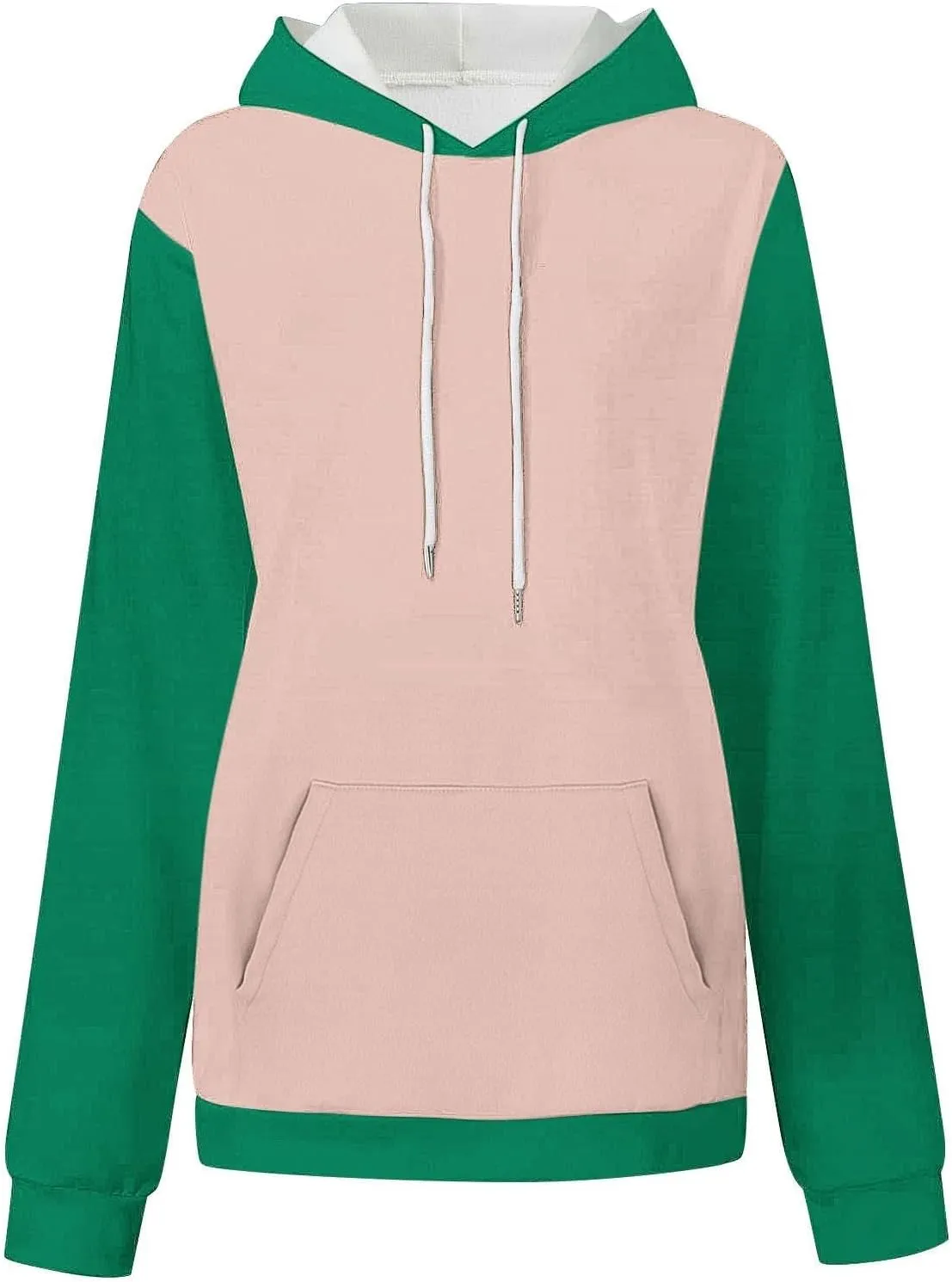 Women's Oversized Hoodies Fall Fashion Long Sleeve Hooded Sweatshirt Trendy Color Block Patchwork Y2k Pullover Tops