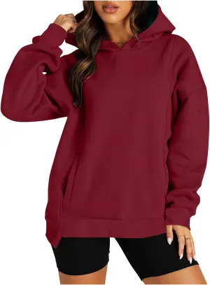 Womens Oversized Hoodies Fleece Sweatshirts Casual Long Sleeve Drop Shoulder Pullover Fall Winter Outfits Y2K Tops