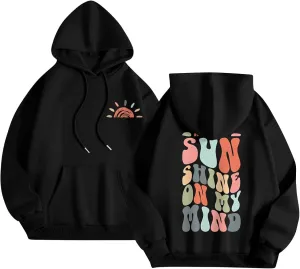 Womens Oversized Hoodies Letter Graphic Print Teen Girls Preppy Sweatshirt Long Sleeve Y2K Graphic Cute Pullover 2024 Outfits