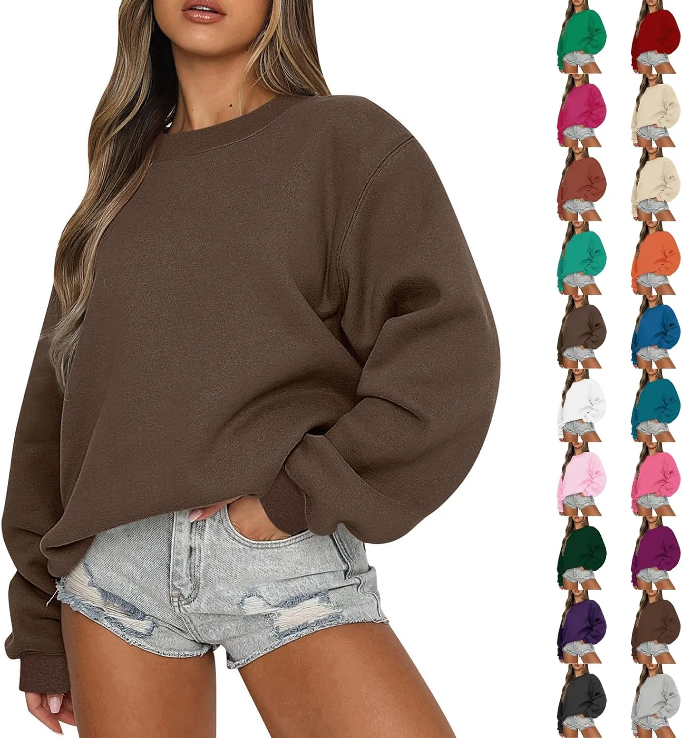 Womens Oversized Sweatshirts Loose Fit Trendy Crewneck Sweatshirts Casual Comfy Long Sleeve Pllover Tops