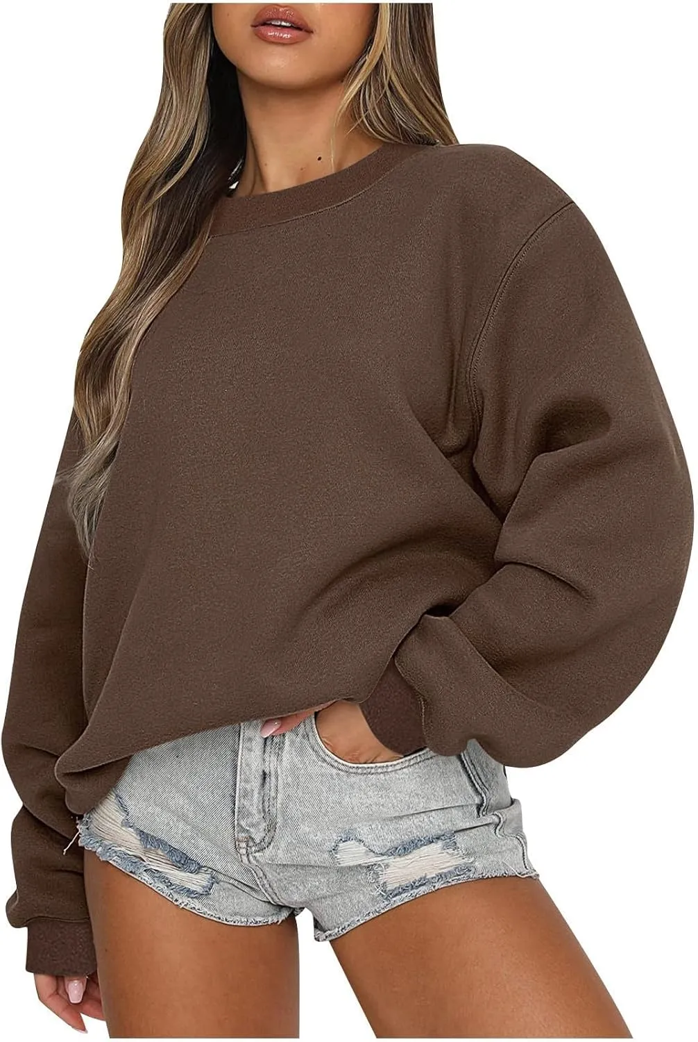Womens Oversized Sweatshirts Loose Fit Trendy Crewneck Sweatshirts Casual Comfy Long Sleeve Pllover Tops