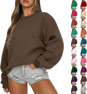 Womens Oversized Sweatshirts Loose Fit Trendy Crewneck Sweatshirts Casual Comfy Long Sleeve Pllover Tops