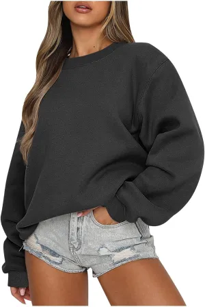 Womens Oversized Sweatshirts Loose Fit Trendy Crewneck Sweatshirts Casual Comfy Long Sleeve Pllover Tops