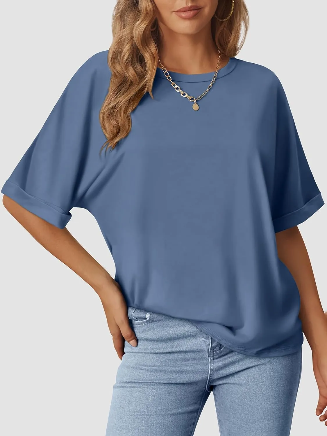 Women's Oversized T Shirts Short Sleeve Crewneck Summer Tops Casual Loose Basic Tee Shirts 2025 Trendy Clothes