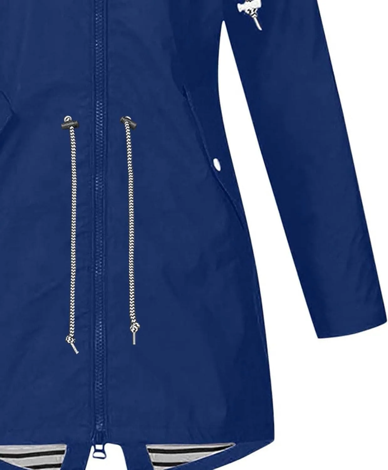 Womens Rain Jacket Lightweight Waterproof Long Hooded Raincoat Striped Lined Hiking Travel Trench Coats Windbreaker