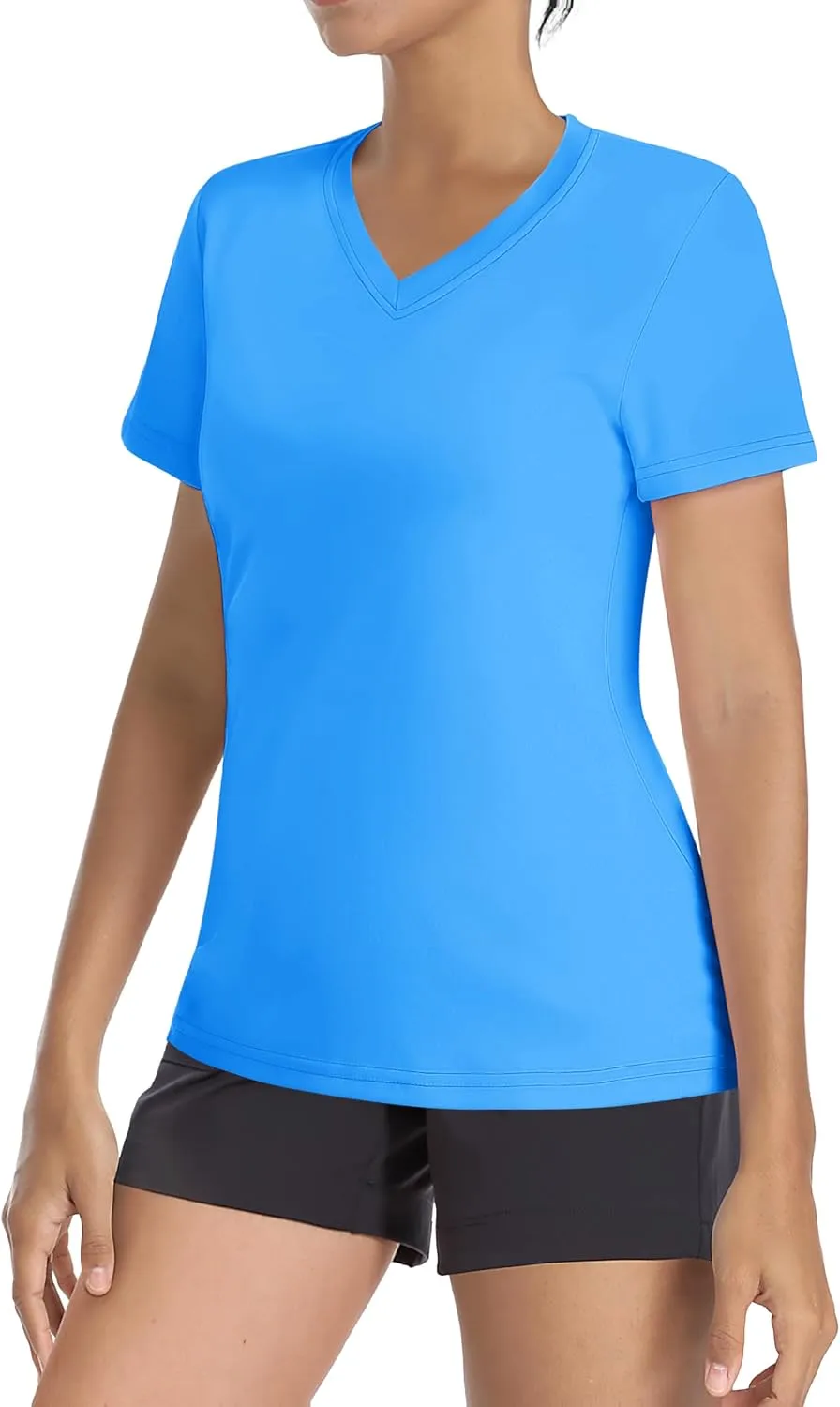 Women's Short Sleeve Shirts Workout Tops UPF 50  Sun Protectioin Quick Dry V Neck T Shirts Athletic