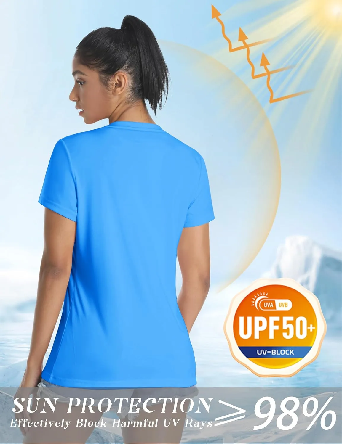 Women's Short Sleeve Shirts Workout Tops UPF 50  Sun Protectioin Quick Dry V Neck T Shirts Athletic