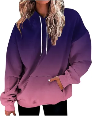 Womens Slub Knit Full-Zip Hoodie Long Sweatshirts Button Sleeve Casual Pullover V Drawstring Neck Hooded Down