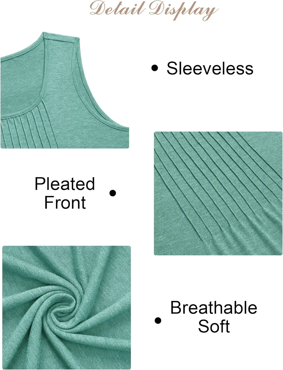 Women's Summer Tank Tops Square Neck Dressy Casual Sleeveless Blouses Plus Scooped Neck Pleated Work Shirts
