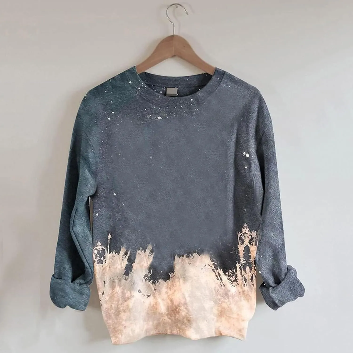 Womens Sweatshirt Crewneck Fashion Tie Dye Print Tops Casual Pullover Fleece Sweatshirt Loose Lightweight Sweatshirt