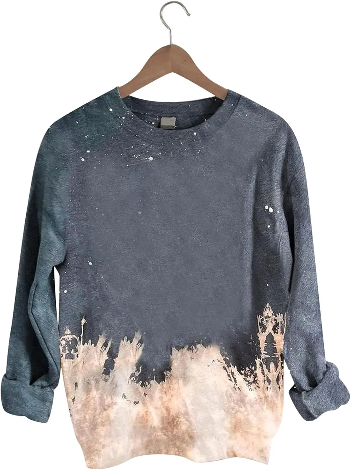 Womens Sweatshirt Crewneck Fashion Tie Dye Print Tops Casual Pullover Fleece Sweatshirt Loose Lightweight Sweatshirt