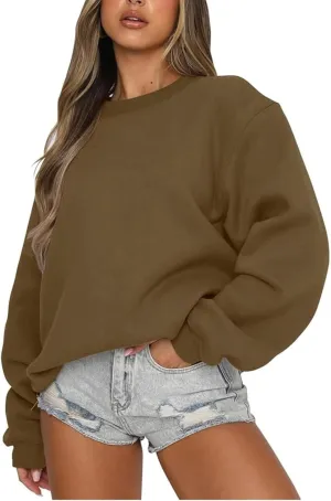 Women's Sweatshirts Hoodies Crewneck Oversized Fleece Pullover Sweaters Cute Top Y2K Teen Girls Preppy Clothes 2024