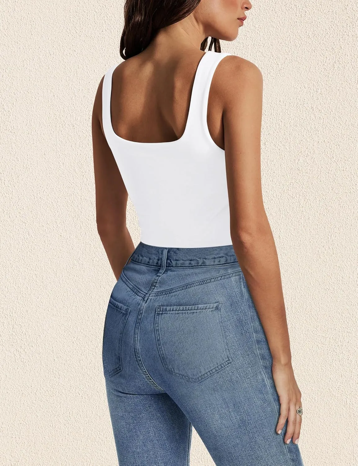 Womens Tank Tops Dressy Summer Sleeveless Shirts Sexy Square Neck Double Lined Fitted Tops T Shirts Blouses
