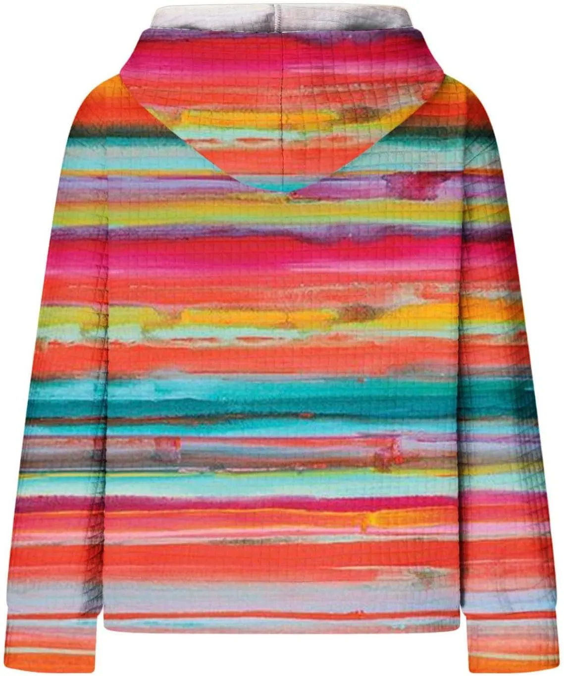 Womens Waffle Knit Hoodie Oversized Fashion Multicolored Sweatshirt Casual Drawstring Pullover Tops with Pockets