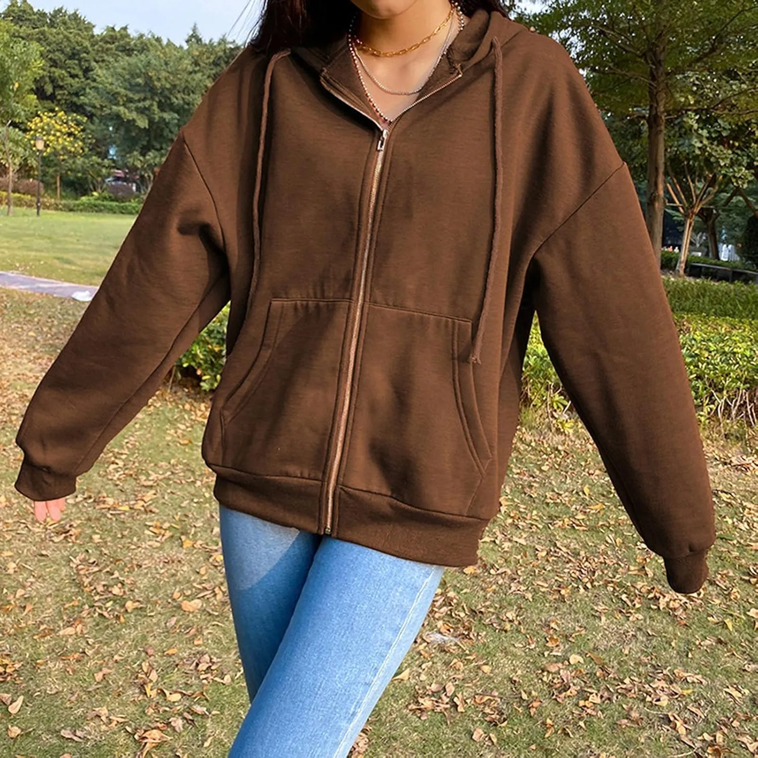 Womens Zip Up Hoodie Oversized Plus Size Aesthetic Cute Grunge Y2K Hoodies Teen Girls Vintage Baggy Sweatshirt