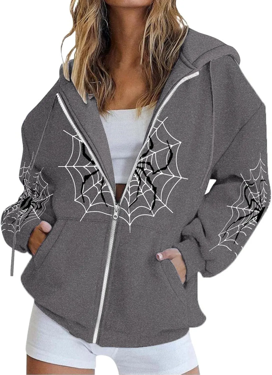 Women's Zip Up Hoodies Womens Oversized Sweatshirts Hoodies Long Sleeve Shirts Pullover Fall Clothes With Pocket