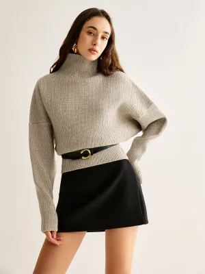 Wool-Blend Turtleneck Sweater Without Belt