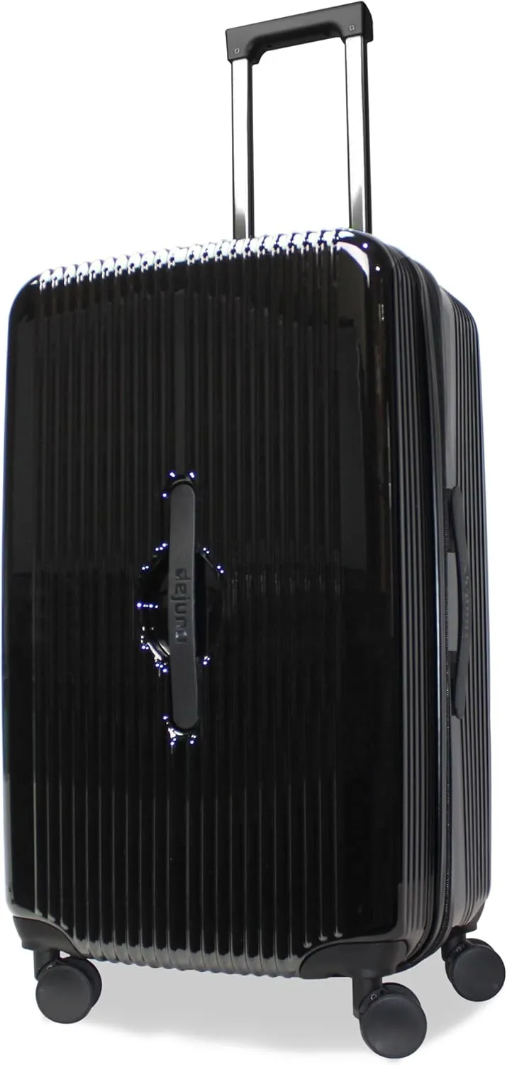 World Traveler Dejuno Colossus Polycarbonate Hardside Expandable Spinner Luggage with TSA Lock and Front Handle, Black, 26-inch