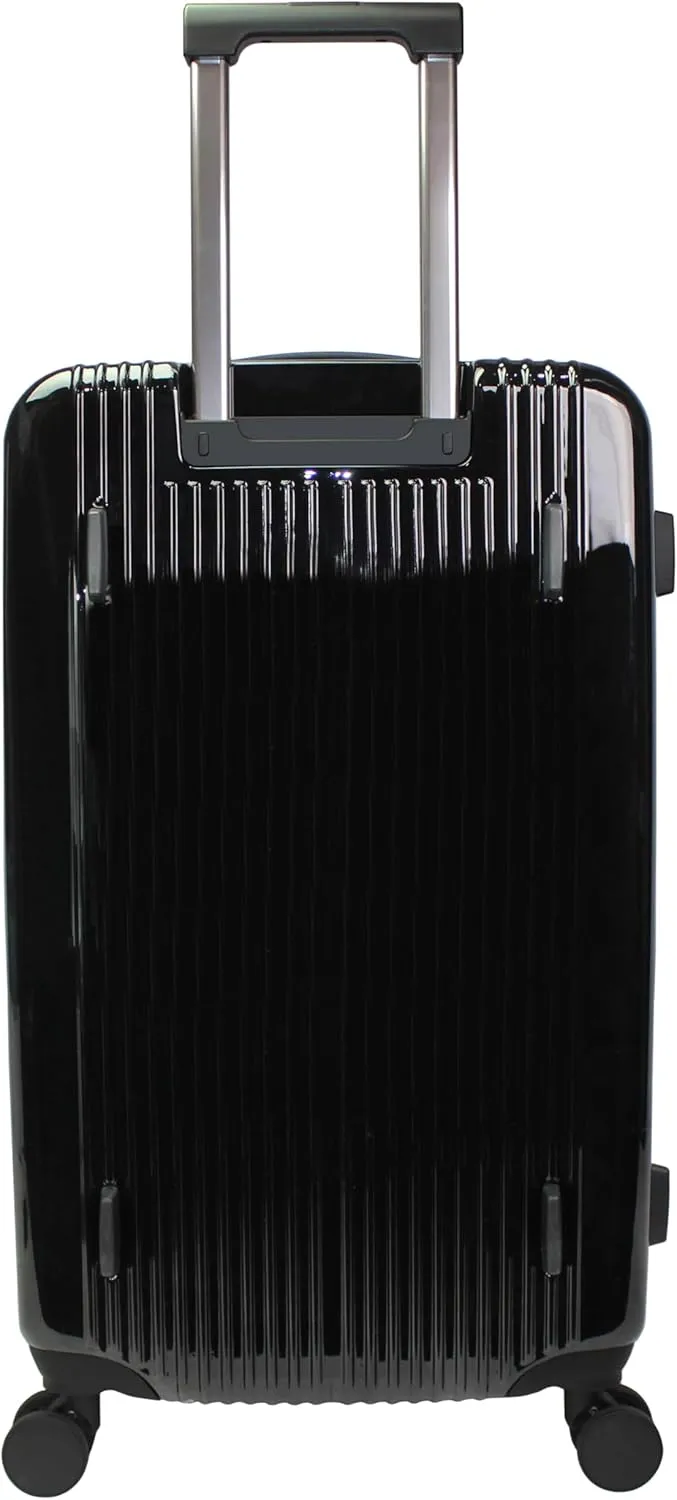 World Traveler Dejuno Colossus Polycarbonate Hardside Expandable Spinner Luggage with TSA Lock and Front Handle, Black, 26-inch