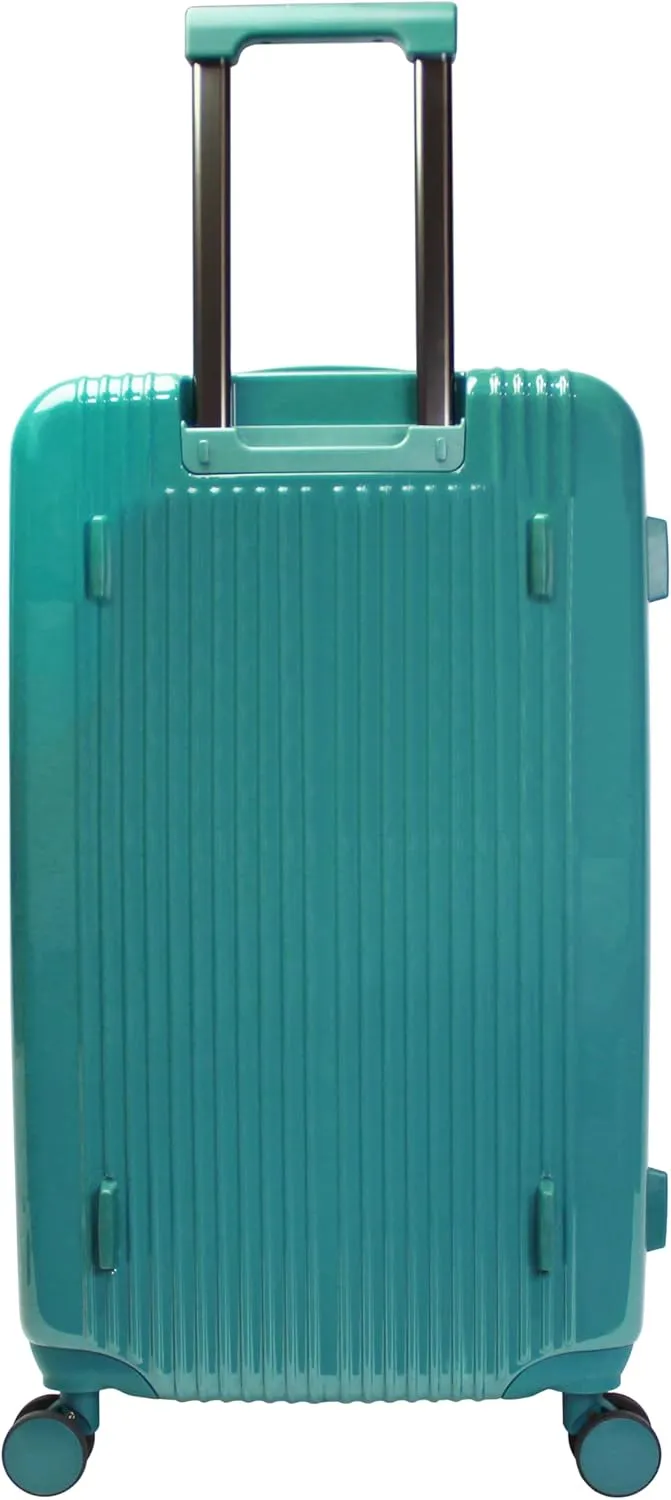 World Traveler Dejuno Colossus Polycarbonate Hardside Expandable Spinner Luggage with TSA Lock and Front Handle, Teal, 26-inch